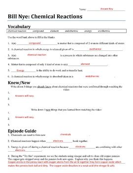 bill nye chemical reactions worksheet key